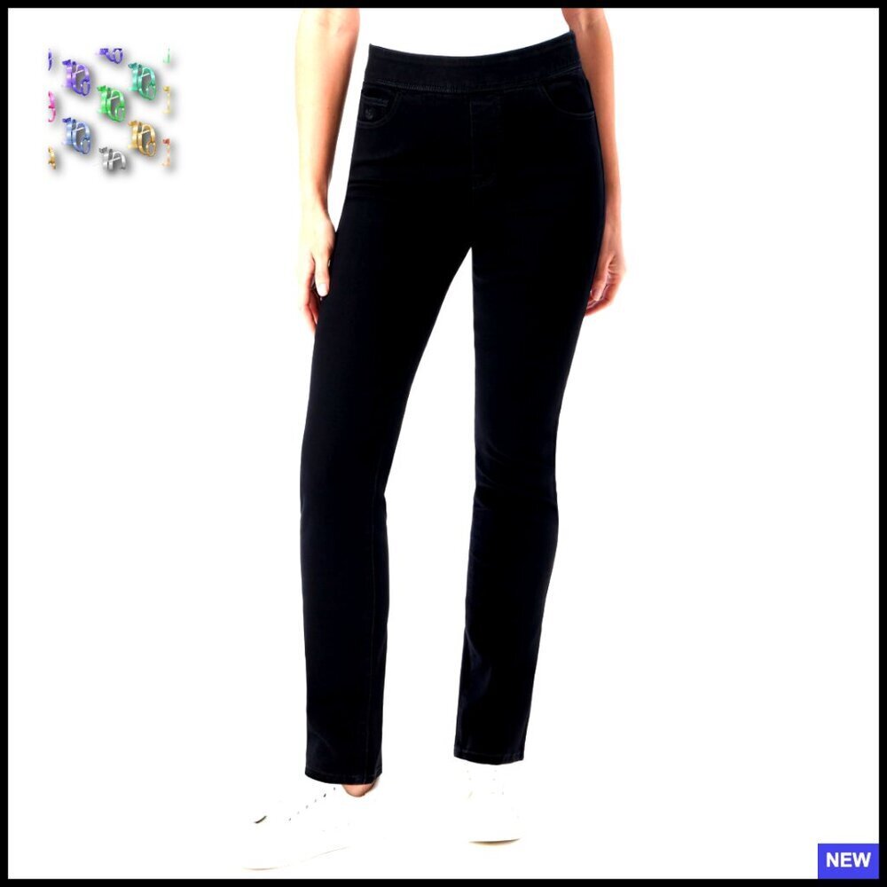 Pull On High Rise Jeans Slim Fit Stretch Fabric Mock Fly Classic Chic